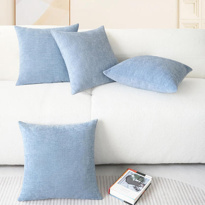 CaliTime Throw Pillow Covers Decorative 18 X 18 Inches Pack of 4 Cozy Chenille Cushion Cases for