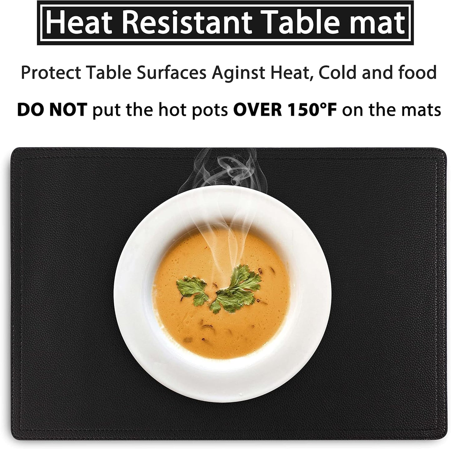 Faux Leather Placemats, PU Table Mats, Set of 4, Waterproof, Stain Resistant, Heat Resistant
