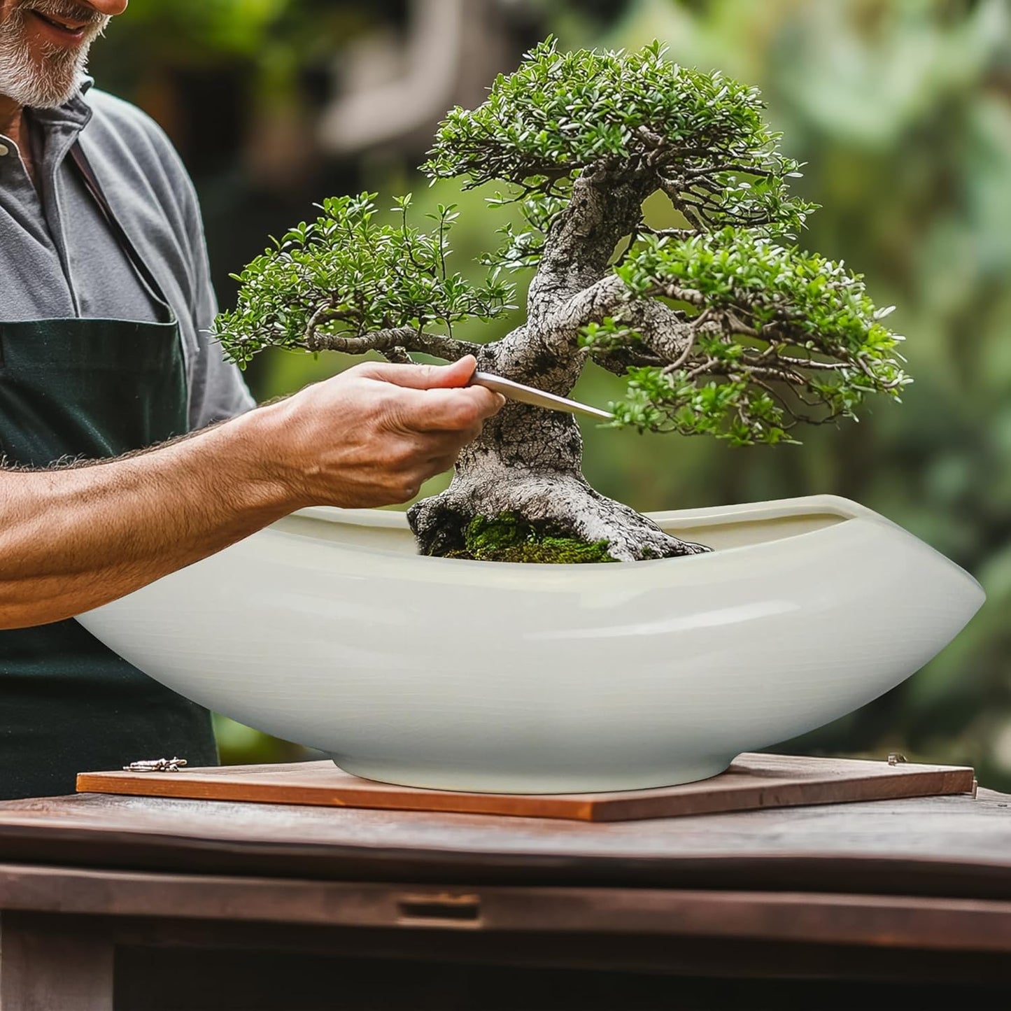 Bonsai Pots 18 Inch - Ceramic Succulent Pots with Drainage Hole Decorative Plant Pot Indoor Large