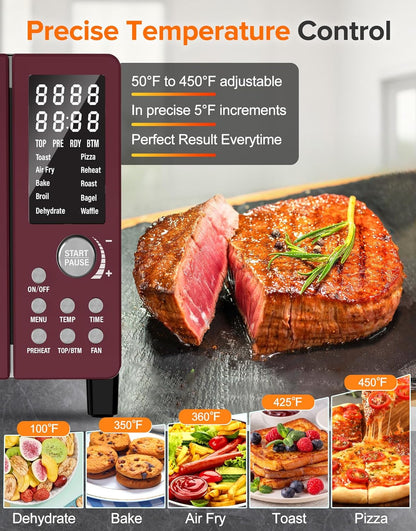 Nuwave Bravo Pro Smart Air Fryer Toaster Oven Combo, 12-in-1 Functions with Quicker & Even Crisp