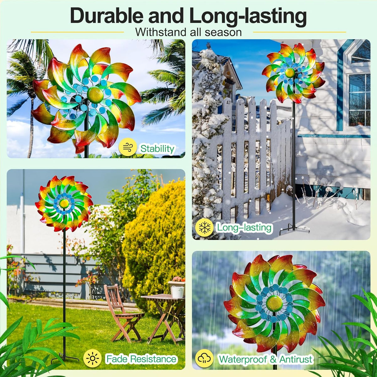 Wind Spinner - Metal Large Wind Spinners Outdoor - Windmill for Yard and Garden, Gift for Family