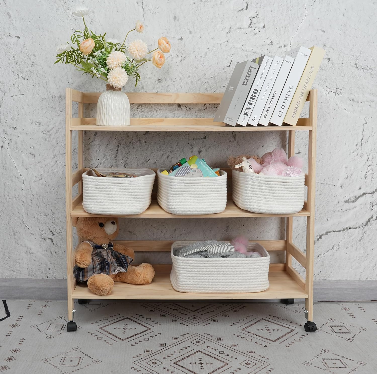Small Woven Storage Baskets 13“X9”X5“ Decorative Rope Bins for Organizing Shelves, Closets, and