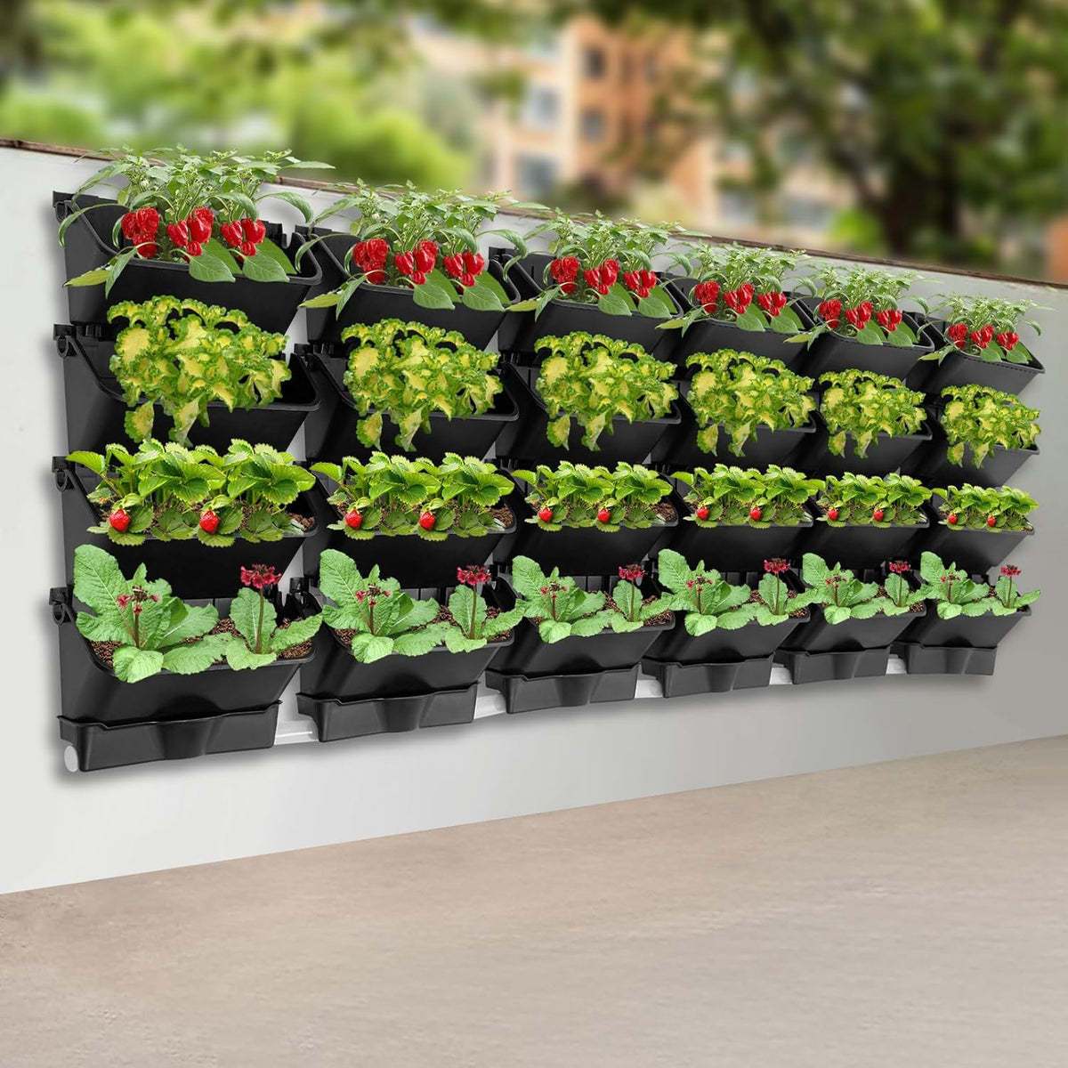 24Pack Vertical Wall Planter, 13 inch Wall Mounted Garden Planters, Stackable Wall Hanging Planter