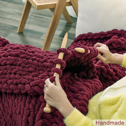WESHIONGOO Chunky Knit Blanket Throw 50"×60" Knitted Throw Blankets for Couch Bed Fluffy Soft