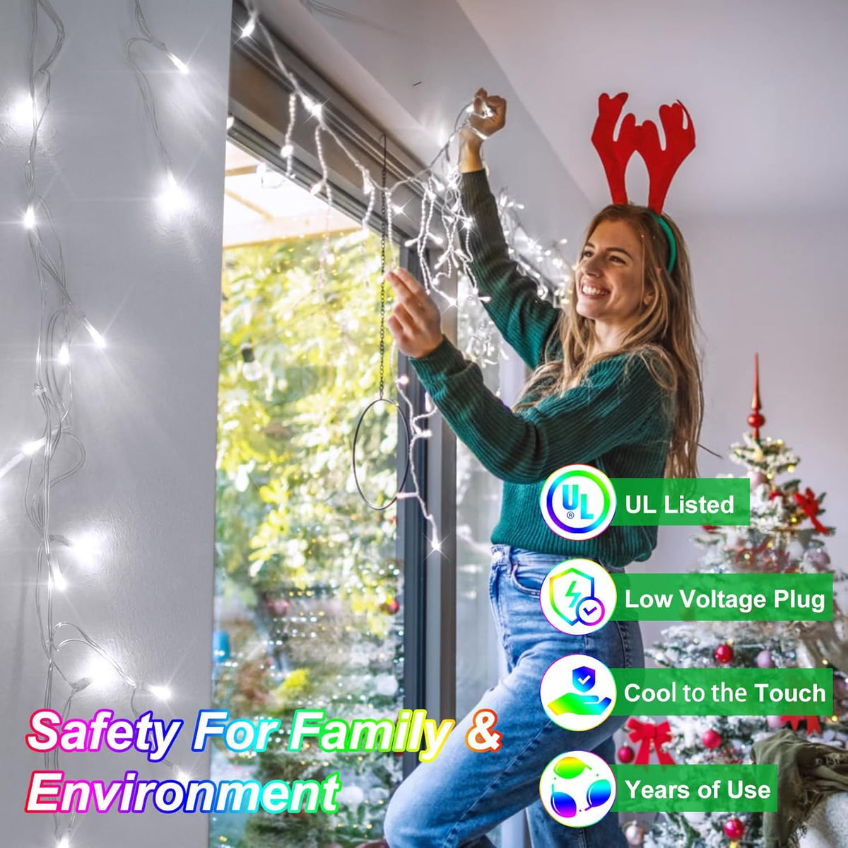 792 LED Christma Lights with 176 Drops, 82ft Outdoor Hanging lights with 8 Modes & Timer Memory