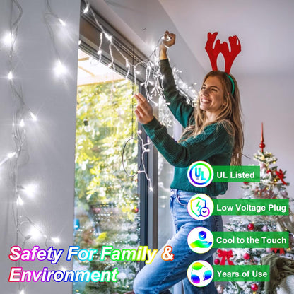 792 LED Christma Lights with 176 Drops, 82ft Outdoor Hanging lights with 8 Modes & Timer Memory