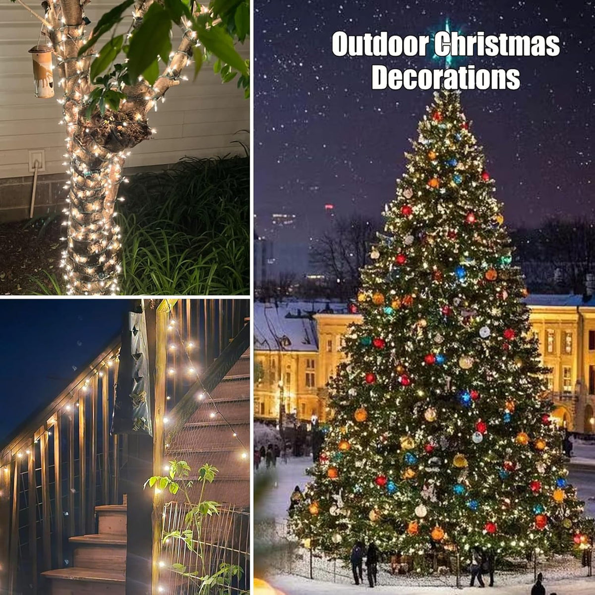 HISHINY Christmas Lights 100 Count Clear Christmas Tree Lights String with Green Wire for Outdoor