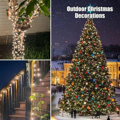 HISHINY Christmas Lights 100 Count Clear Christmas Tree Lights String with Green Wire for Outdoor