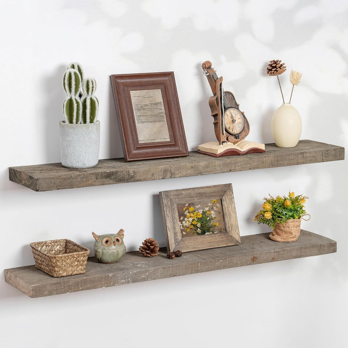 Floating Shelves | 8" Deep Rustic Reclaimed Barnwood Wall Hanging Shelves with Invisible Heavy-Duty