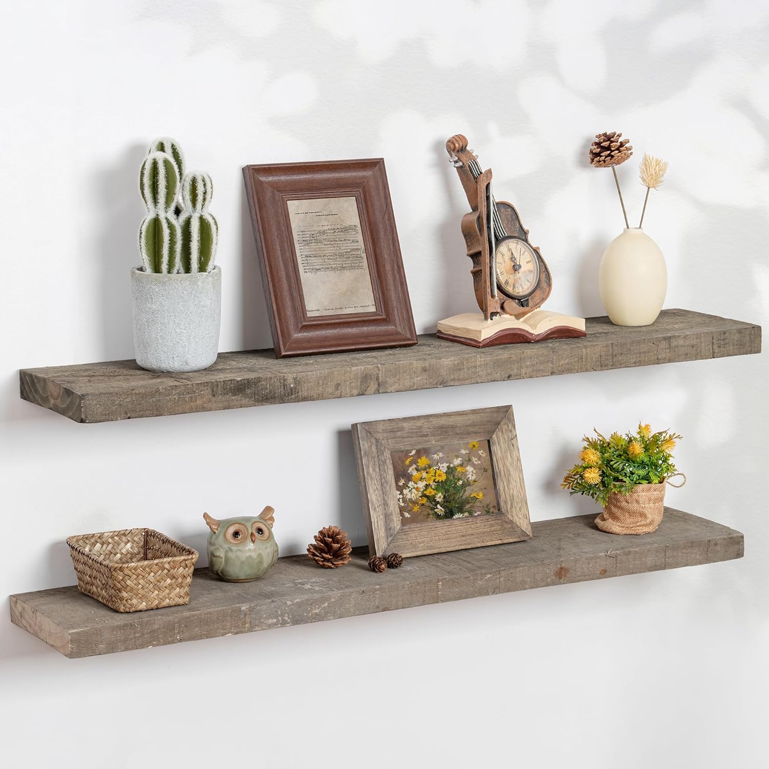 Floating Shelves | 8" Deep Rustic Reclaimed Barnwood Wall Hanging Shelves with Invisible Heavy-Duty