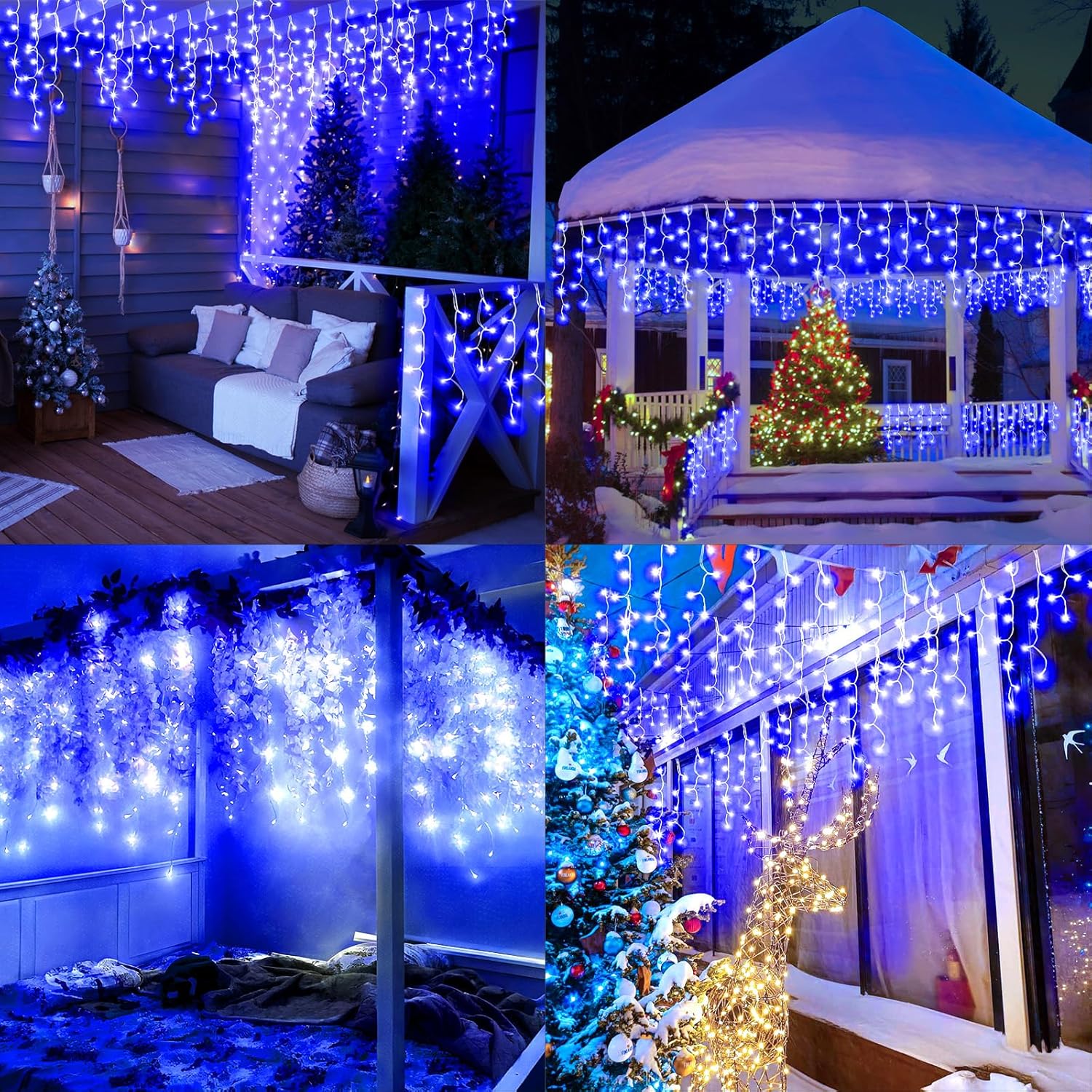 Christmas Lights Outdoor Decorations 1216 LED 99ft 8 Modes Curtain Fairy String Light with 228