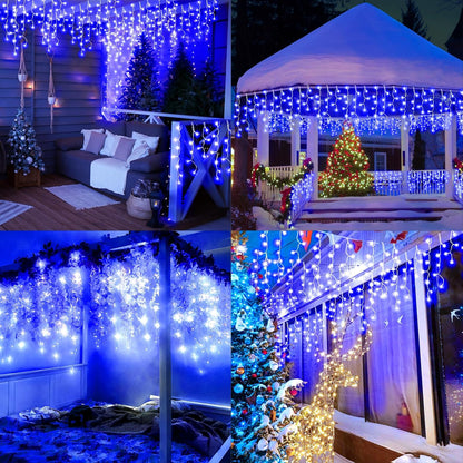Christmas Lights Outdoor Decorations 1216 LED 99ft 8 Modes Curtain Fairy String Light with 228