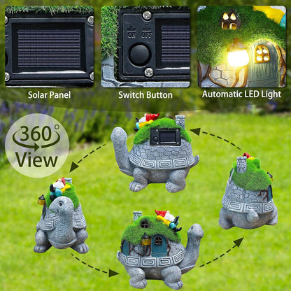 SunGlee Solar Turtles for Outdoors Turtle Solar Light Garden Statue, Cute Tortoise Garden Outdoor