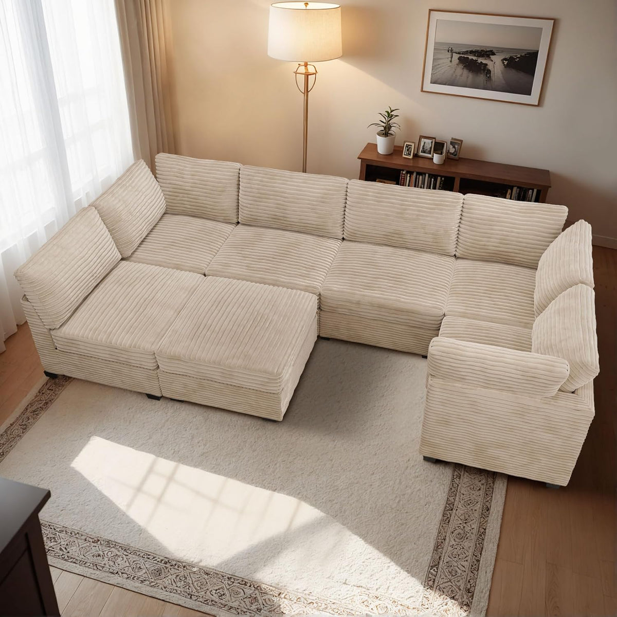 HOOOWOOO Modular Sectional Sofa,7 Pieces Sectional Couches for Living Room,131X66 U Shaped Cloud