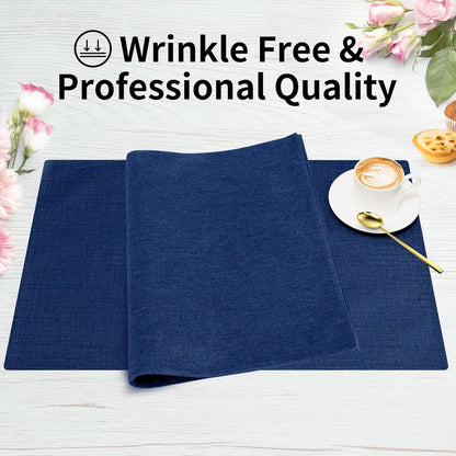 Cloth Placemats, Set of 4 Heat-Resistant Cotton Linen Blend Double Layered Machine Washable Place