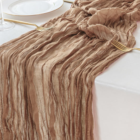 Sioloc Nude Cheesecloth Table Runner Fall Autumn Decor for Home 10ft Table Cloth for Tea Wedding