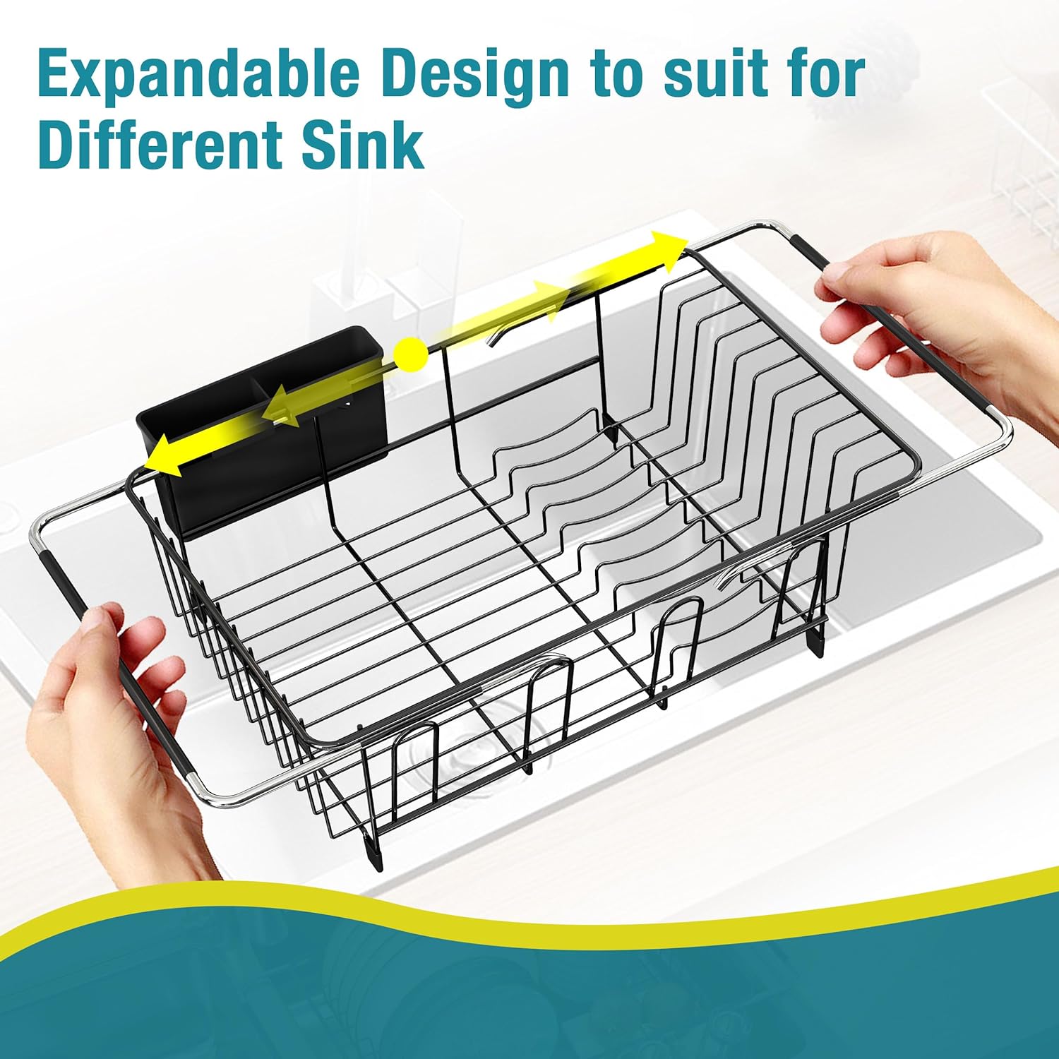 Dish Drying Rack in Sink, Over The Sink Colander Strainer Basket, Stainless Steel Strainer Basket