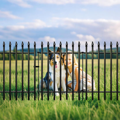 Metal Garden Fence 32 in H x 24 in W 5 Panels (4 Panels + 1 Gate) Total Length 10 ft, No Need Dig