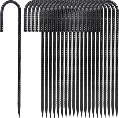 12 Inch Heavy Duty Rebar Stakes, 20-Pack Galvanized Steel J Hook Tent Stakes for Outdoor