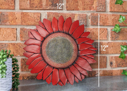 NAT & Jules Sunflower Shaped Dimensional Indoor Outdoor 12 inch Cast Resin Decorative Garden
