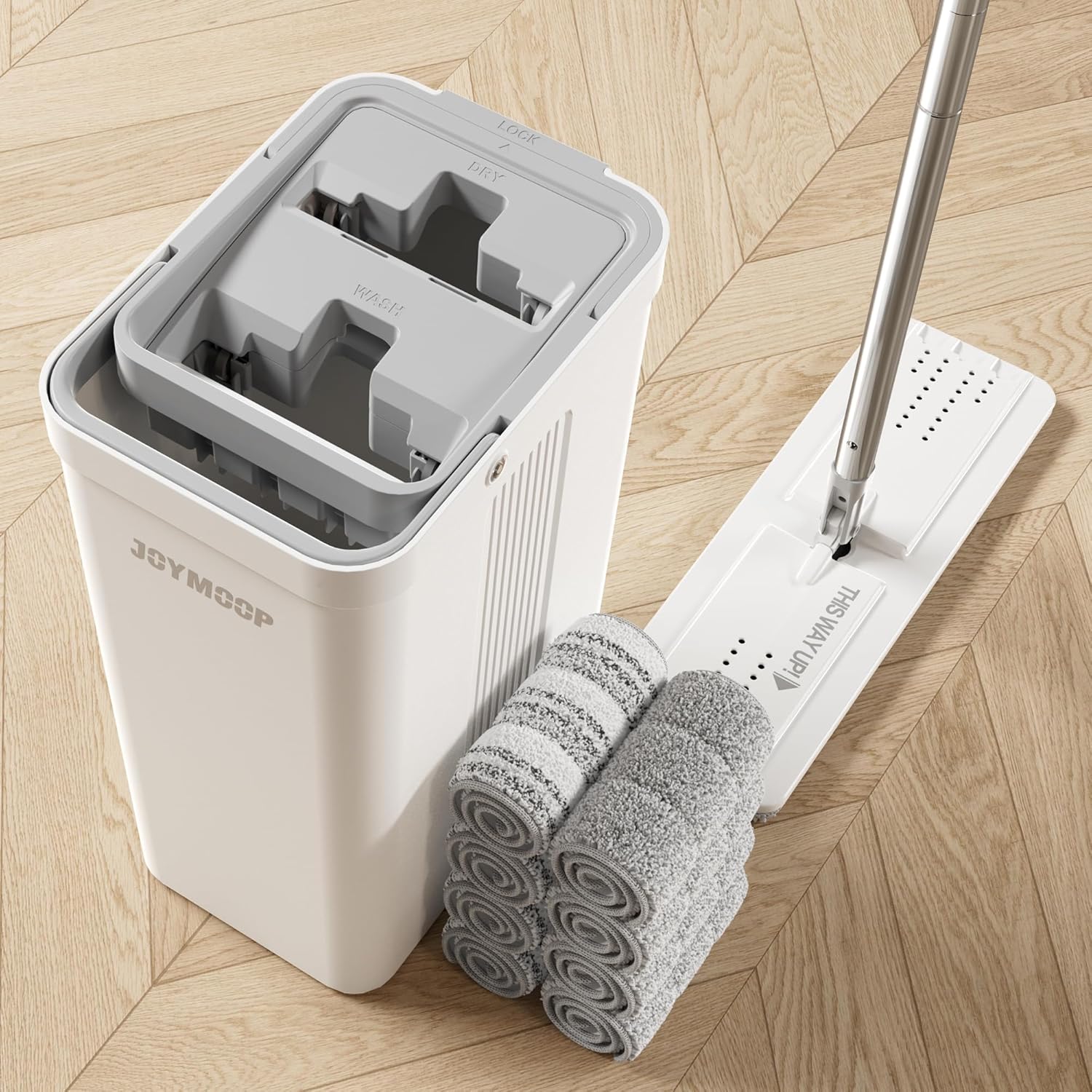 JOYMOOP Mop and Bucket Set with Wringer, Dust Mops for Floor Cleaning, Wall Cleaner with Long