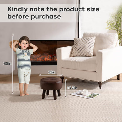 Small Foot Stool Ottoman, Round Pouf Foot Rest, Footstool Ottomans with Rubber Legs Under Desk