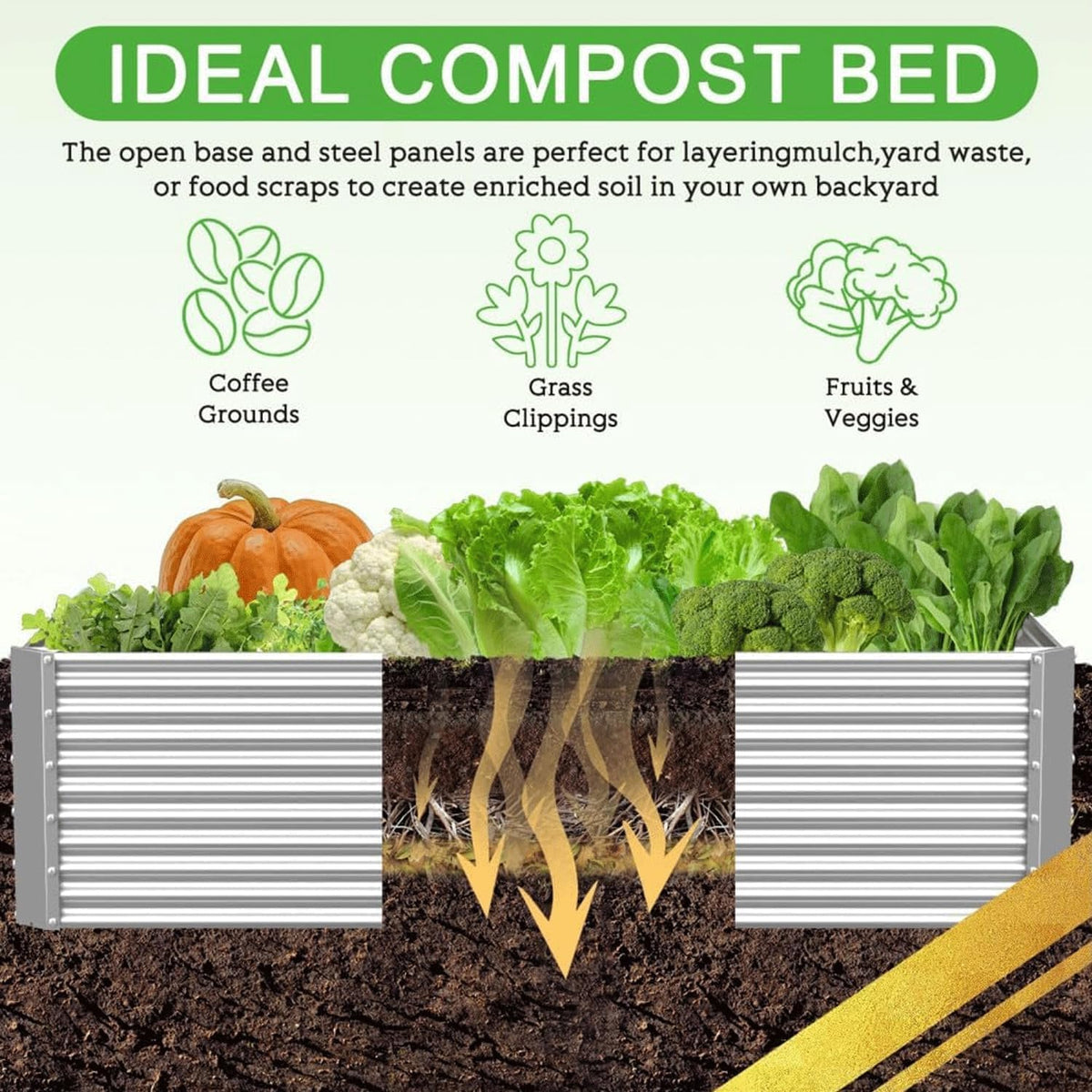 2 Pack 6x3FT Tall Galvanized Raised Garden Bed Outdoor,Metal Garden Bed for Vegetables,Steel Raised