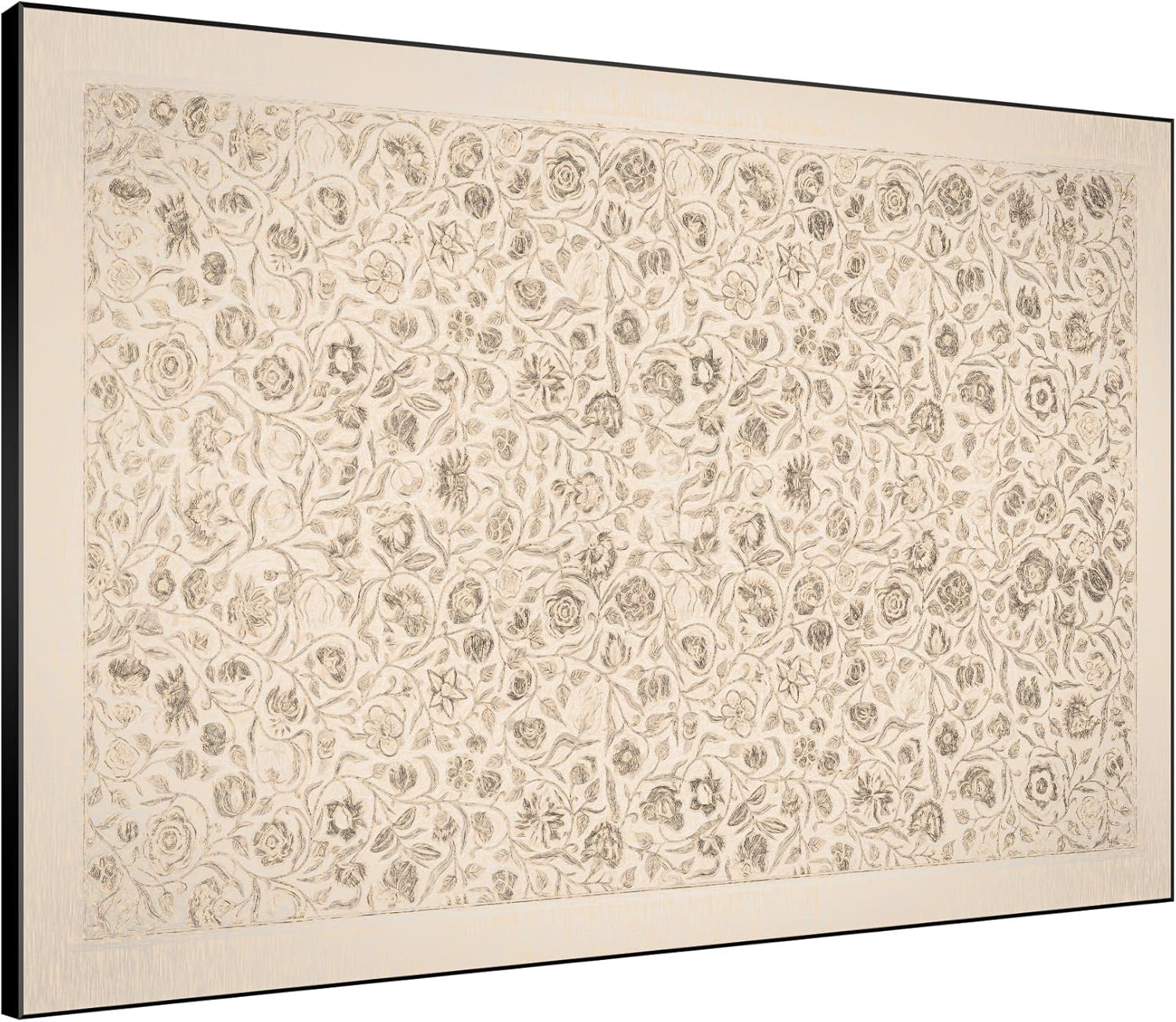 SIGNWIN 36"x46" Extra Large Framed Wall Art Vintage Botanical Sketch with Detailed Floral Pattern