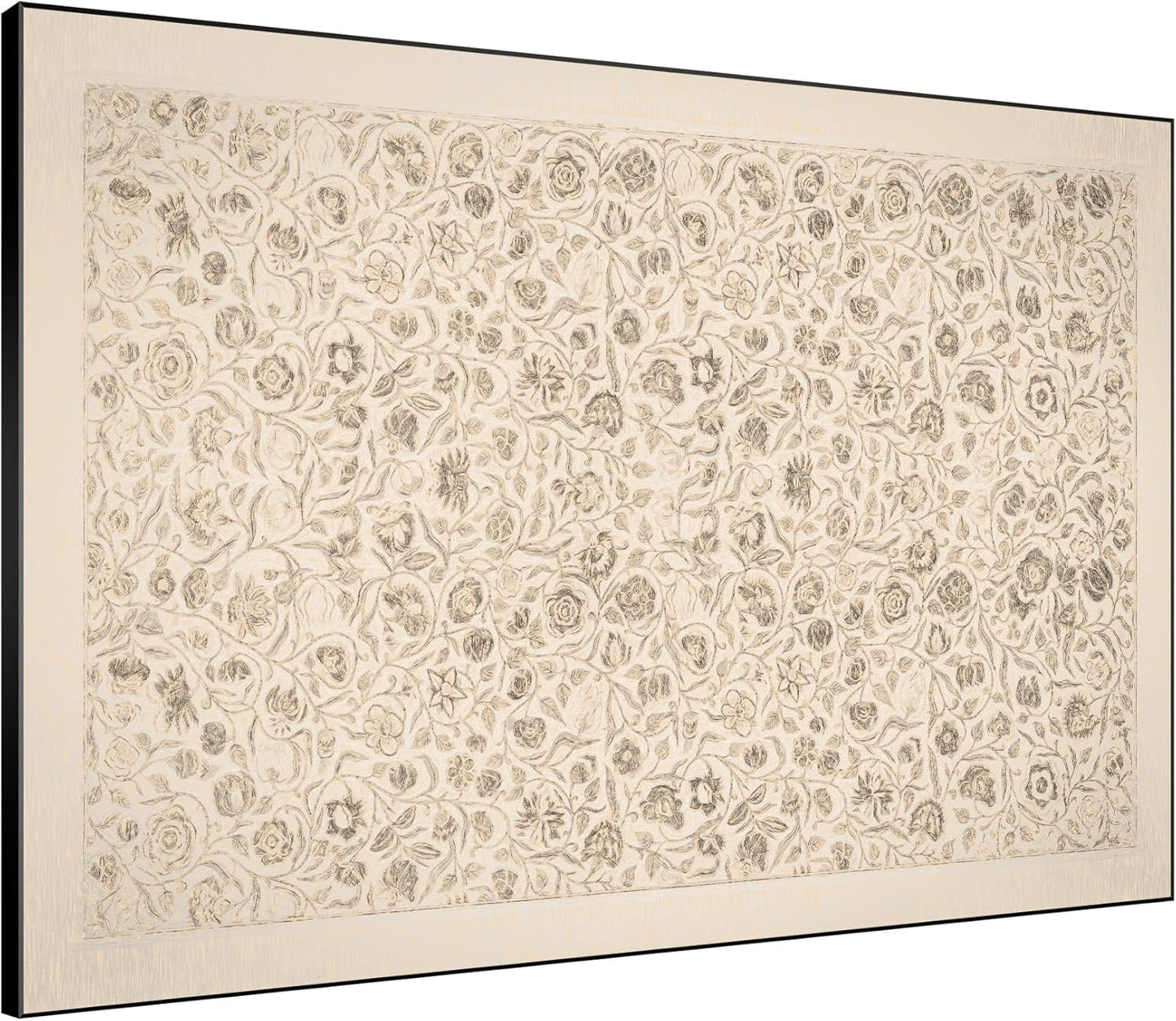 SIGNWIN 46"x60" Extra Large Framed Wall Art Vintage Botanical Sketch with Detailed Floral Pattern