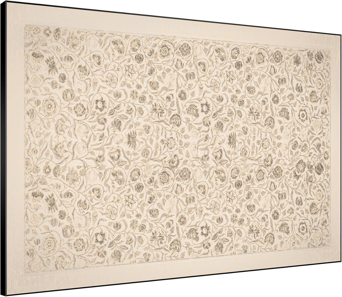 SIGNWIN 46"x60" Extra Large Framed Wall Art Vintage Botanical Sketch with Detailed Floral Pattern