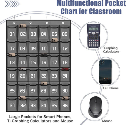 Loghot Classroom Accessories Closet Pocket Chart for Cell Phones Holder Wall Door Hanging Organizer