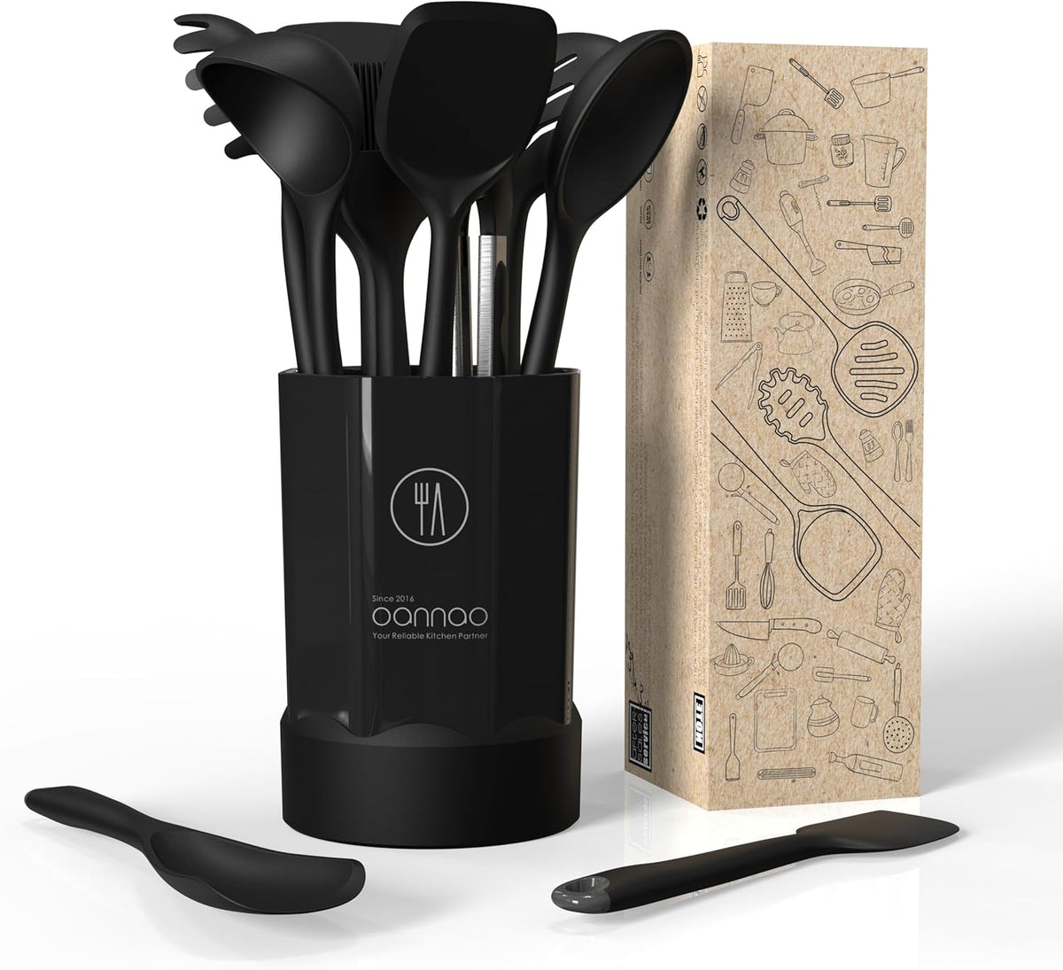 Thickened Silicone Kitchen Utensils Set, 600°F Heat Resistant Silicone Cooking Utensils, Spatula