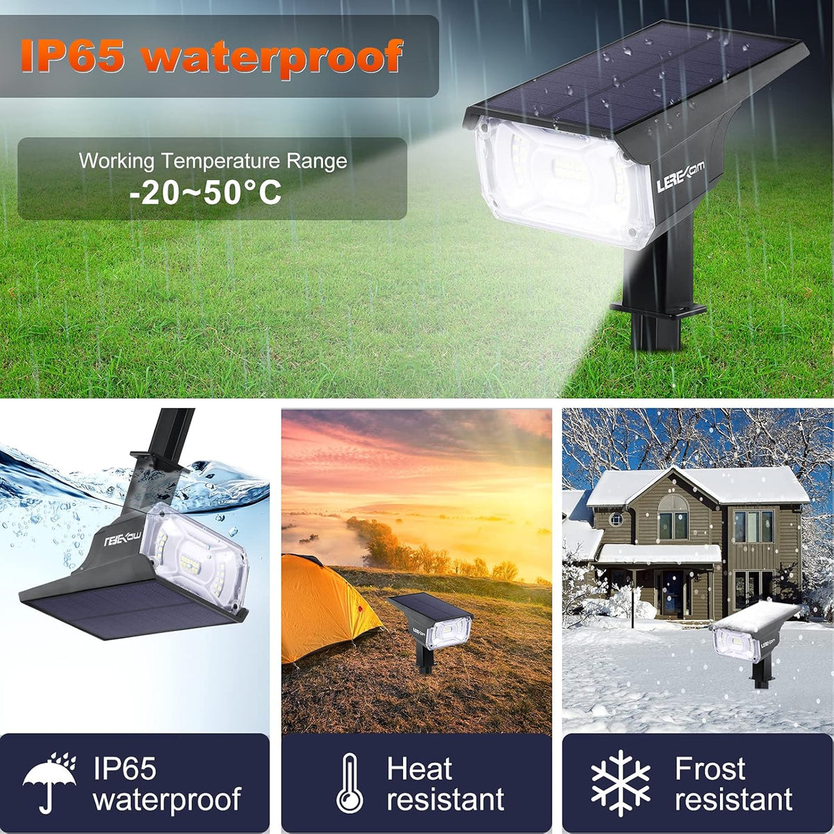 Solar Spot Lights, IP65 Waterproof 40 LEDs Landscape Spotlights,USB & Solar Powered Wall Lights