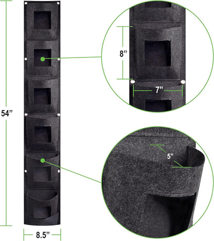 Hanging Planter Bags, Vertical Garden Planting Wall Gardening Grow Bag, 6 Pockets Large Wall