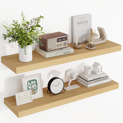 36 Inch Floating Shelves, 3D Textured Wood Grain, 36"x9.25"x1.5" Inch Deep Floating Shelves for