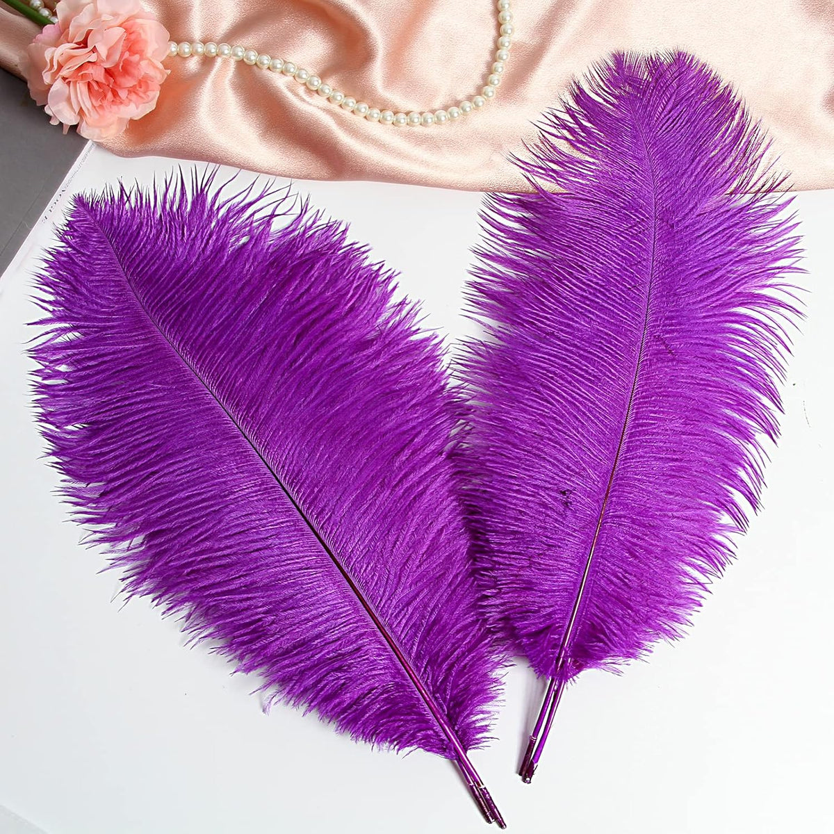 THARAHT 12pcs Purple Ostrich Feathers Natural Bulk 16-18Inch 40cm-45cm for Wedding Party