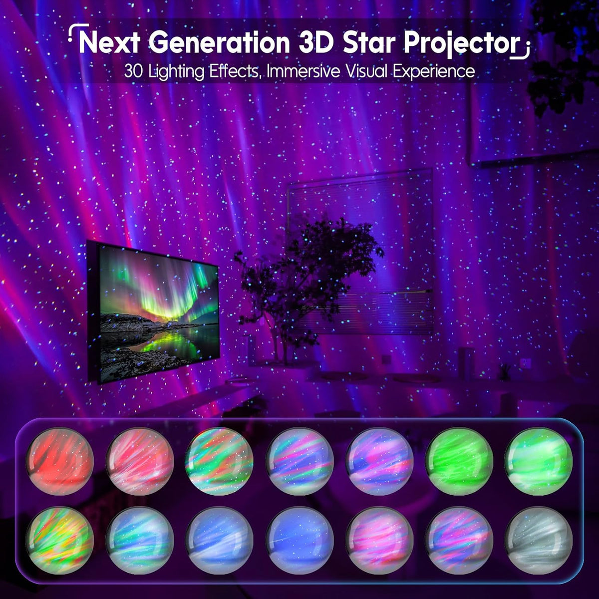 Rossetta Galaxy Projector, Star Projector LED Lights for Bedroom, Outdoor Lighting Projector