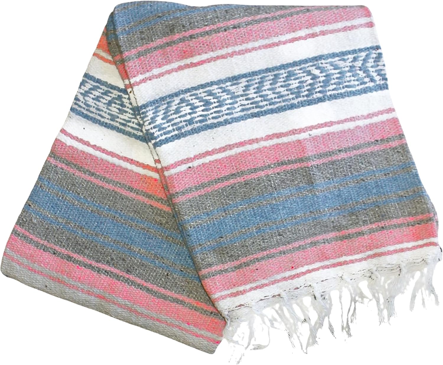 Del Mex Classic Mexican Blanket, Large Authentic Woven Falsa Throw (70"x50"), Artisan Southwest
