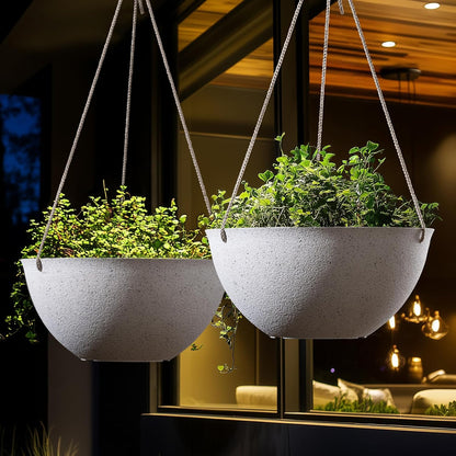 LA JOLIE MUSE Large Hanging Planters for Outdoor Plants - 13 Inch Hanging Flower Pots Set of 2