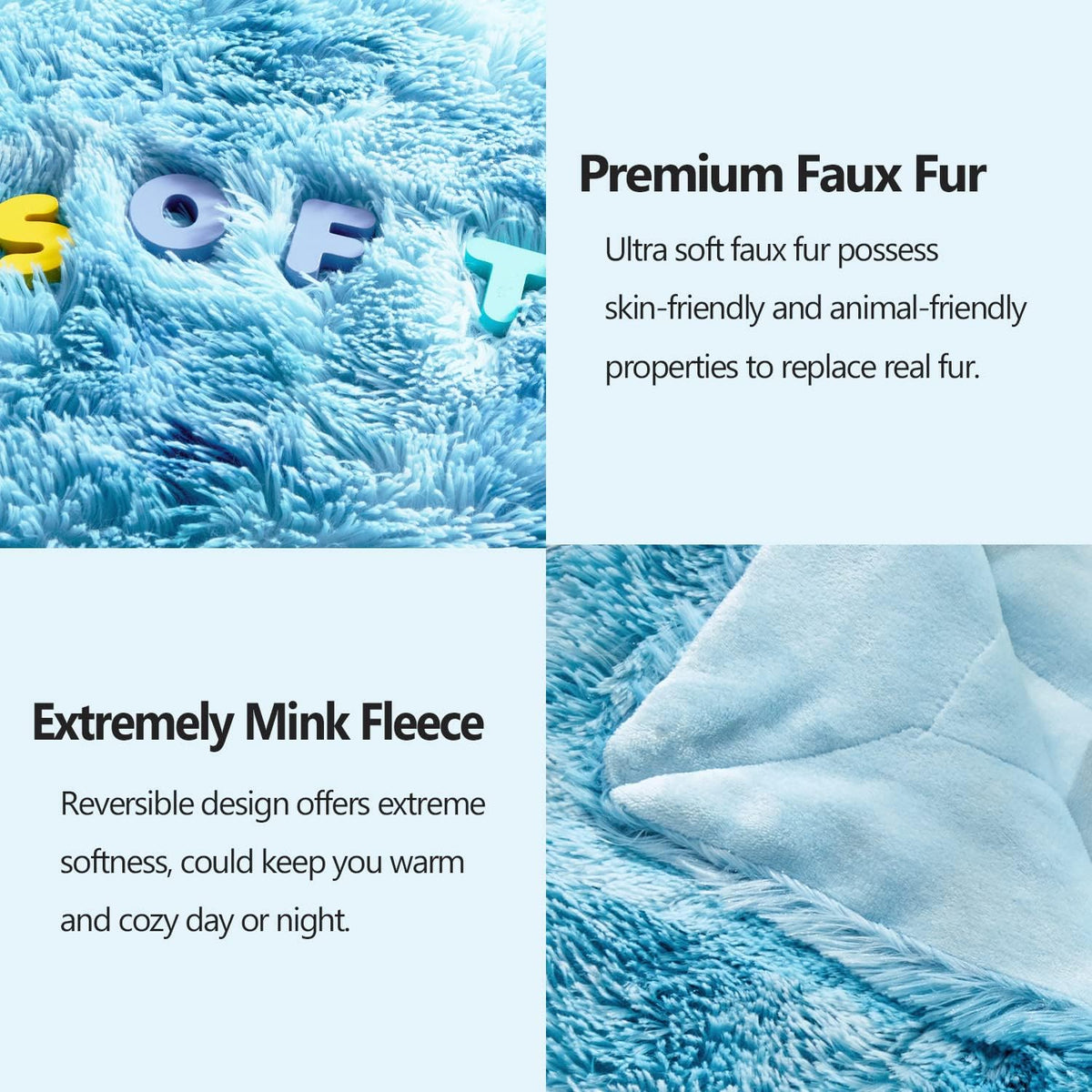GONAAP Fuzzy Faux Fur Throw Blanket Tie-dye Ocean Blue Super Soft Cozy Plush Fuzzy Shaggy Blanket