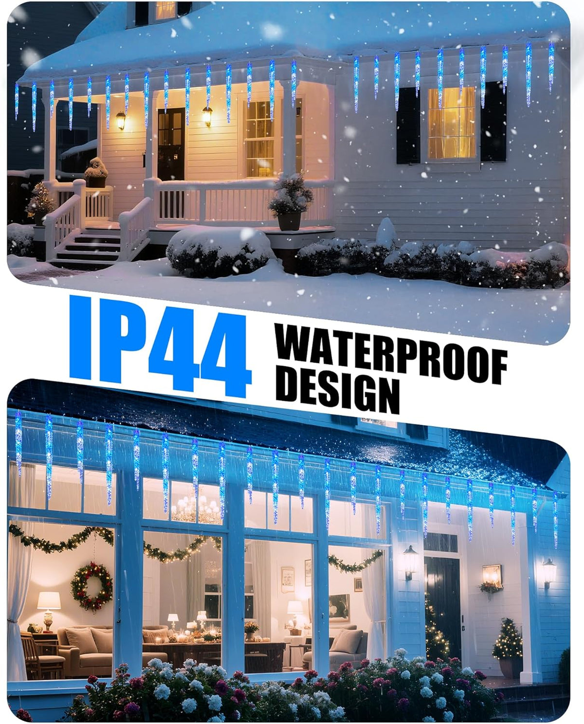 Minetom Icicle Lights Outdoor with Clips, 20ft 100 LED 20 Tubes Twinkling Icicle Strings
