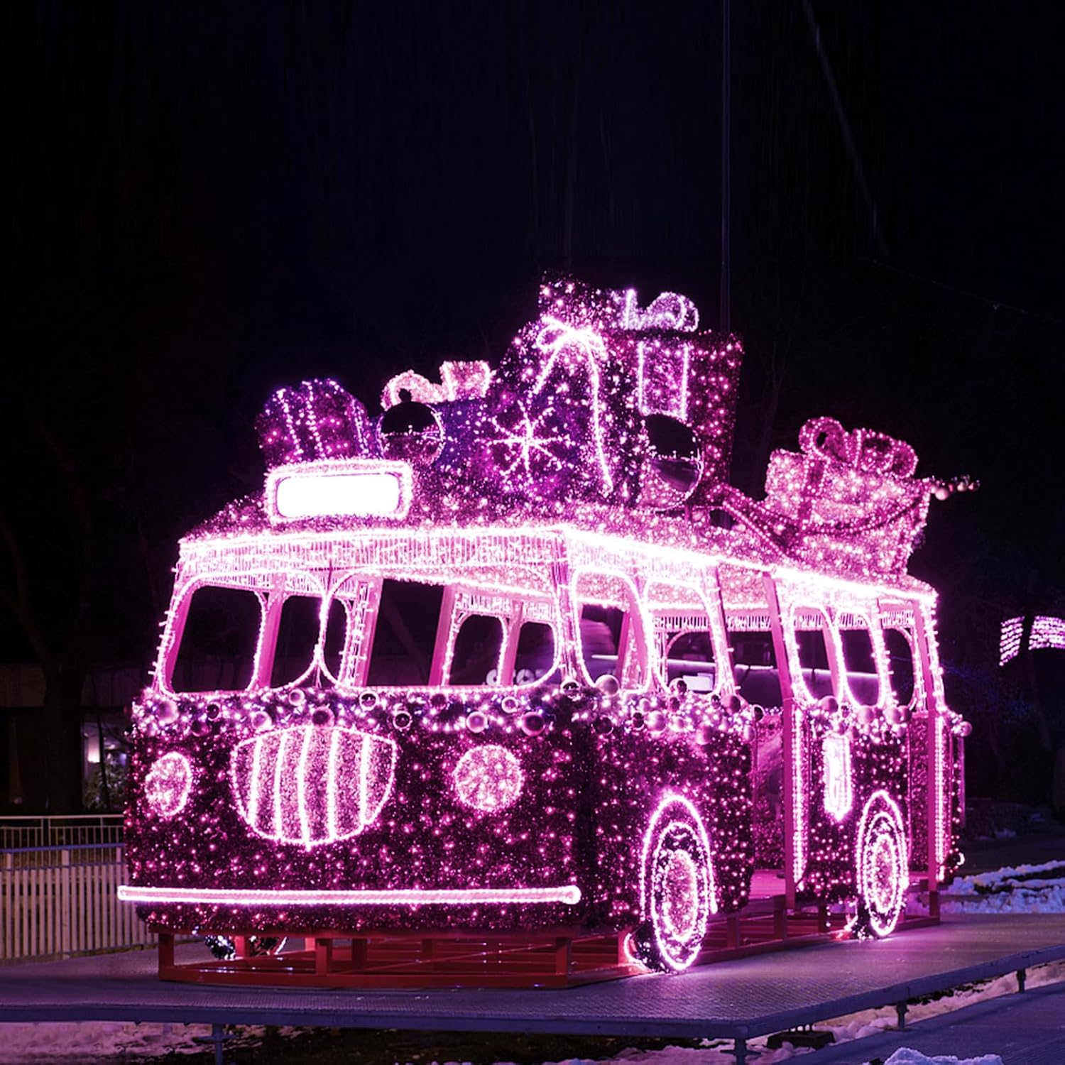 suddus Pink Christmas Fairy Lights Battery Operated Outdoor Waterproof, 66ft 200 Led String Lights