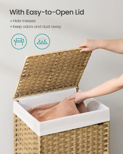 SONGMICS Laundry Hamper with Lid, 31.7 Gallons (120 L), Rolling Laundry Basket with Wheels