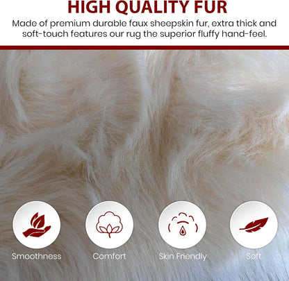 LAMBZY Faux Sheepskin Hypoallergenic Free Shape Silky Shag Rug, Luxury Shaggy Plush Carpet for