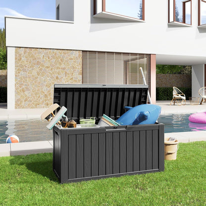 80 Gallon Resin Deck Box, Lockable Outdoor Storage Box for Patio Cushions Storage Furniture,Garden