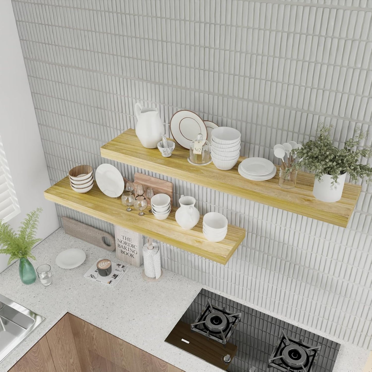 IAE Floating Wall Shelves 48 inch,Bathroom Shelves Wall Mounted,Invisible Shelves Floating Kitchen