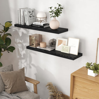 40 Inch Floating Shelves Black, 40" W x 9" D Floating Shelf Set of 2, Farmhouse Wood Wall Shelves