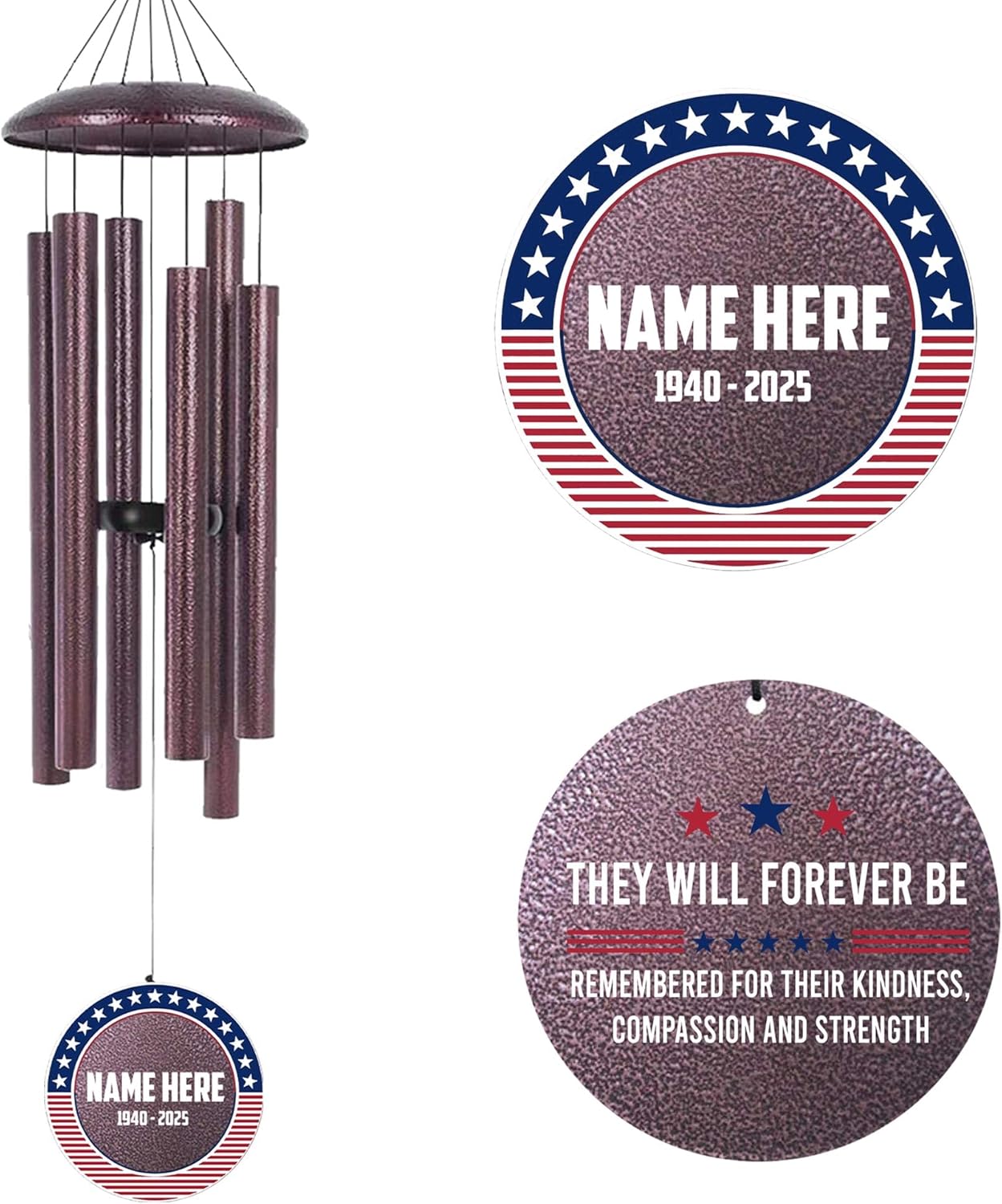 ASTARIN Personalized Wind Chimes for Memorial US Veteran, Deep Tone Wind Chimes for Loss of Loved