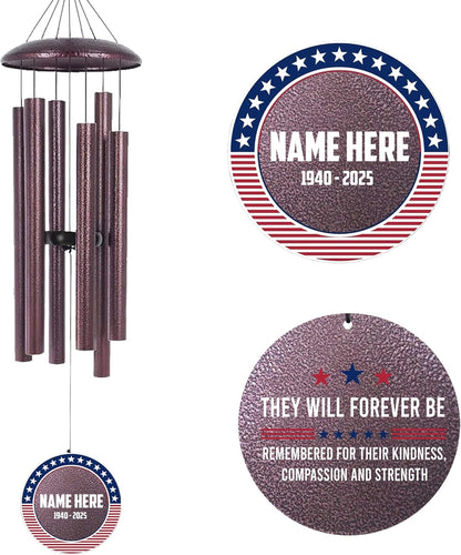 ASTARIN Personalized Wind Chimes for Memorial US Veteran, Deep Tone Wind Chimes for Loss of Loved