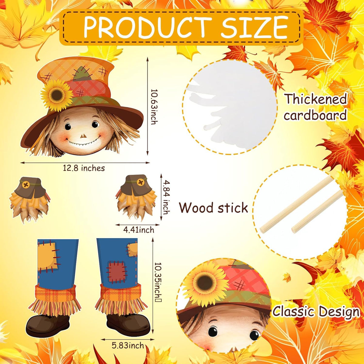 Scarecrow Fall Tree Topper Autumn Harvest Farmhouse Decorative Tree Treetops Head Hands and Legs